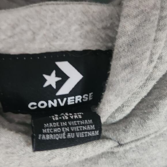Converse Chuck Taylor Girls Foil‎ Graphic Cropped Pullover Hoodie Grey XL - Picture 7 of 14